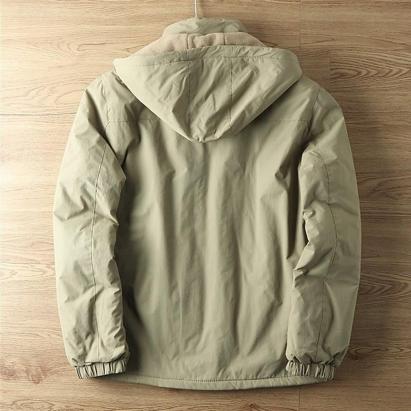 Full Zip Hooded Jacket with Drawstring Hood and Lined Interior, Wind Resistant