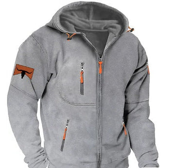 Men's Zip-Up Hoodie with Attached Hood and Standard Fit