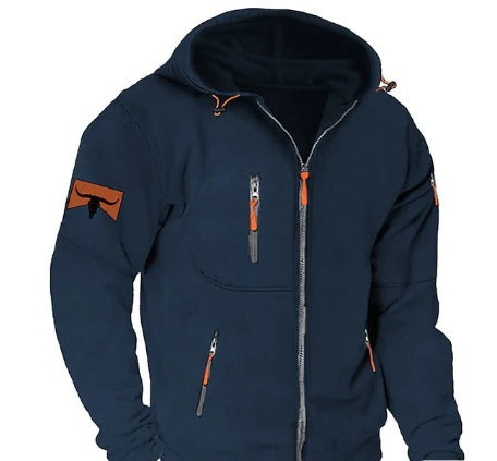Men's Zip-Up Hoodie with Attached Hood and Standard Fit
