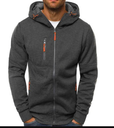 Men's Zip-Up Hoodie with Attached Hood and Standard Fit