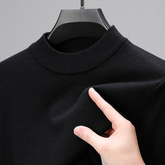 Men's Pullover Sweater with Straight Hem and Regular Fit Construction