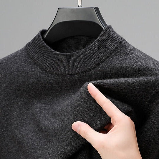 Men's Pullover Sweater with Straight Hem and Regular Fit Construction