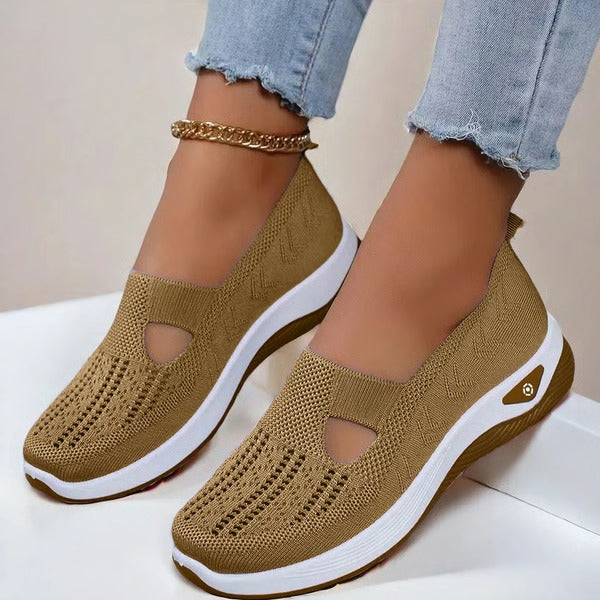 Orthopedic Slip On Shoes with Breathable Knit Upper and Textured Grip Sole