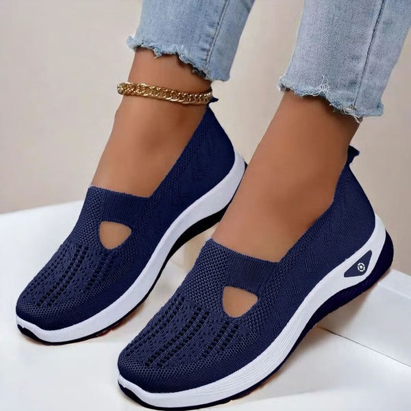 Orthopedic Slip On Shoes with Breathable Knit Upper and Textured Grip Sole