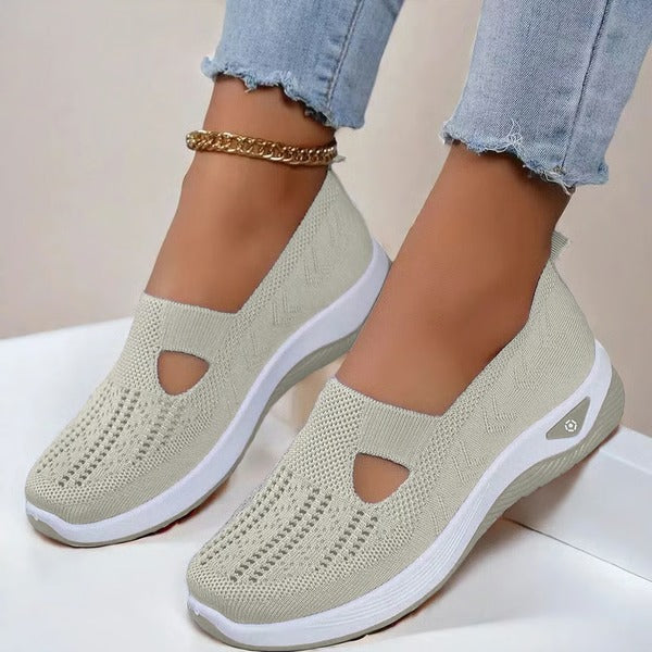Orthopedic Slip On Shoes with Breathable Knit Upper and Textured Grip Sole