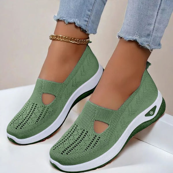 Orthopedic Slip On Shoes with Breathable Knit Upper and Textured Grip Sole
