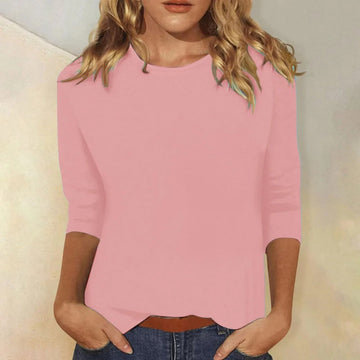 Long Sleeve Shirt with Round Neckline and Regular Fit, Nine Color Options