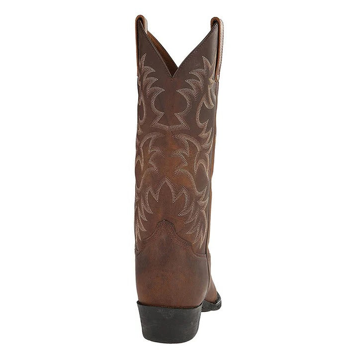 Mid Calf Cowboy Boots with Pointed Toe and Rubber Sole, Decorative Stitching