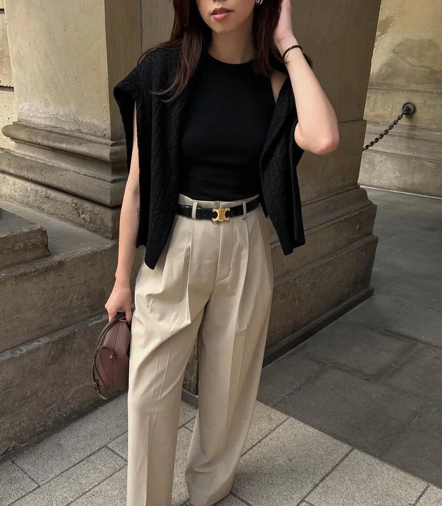 Waist Belt with Gold Buckle for Casual and Formal Wear