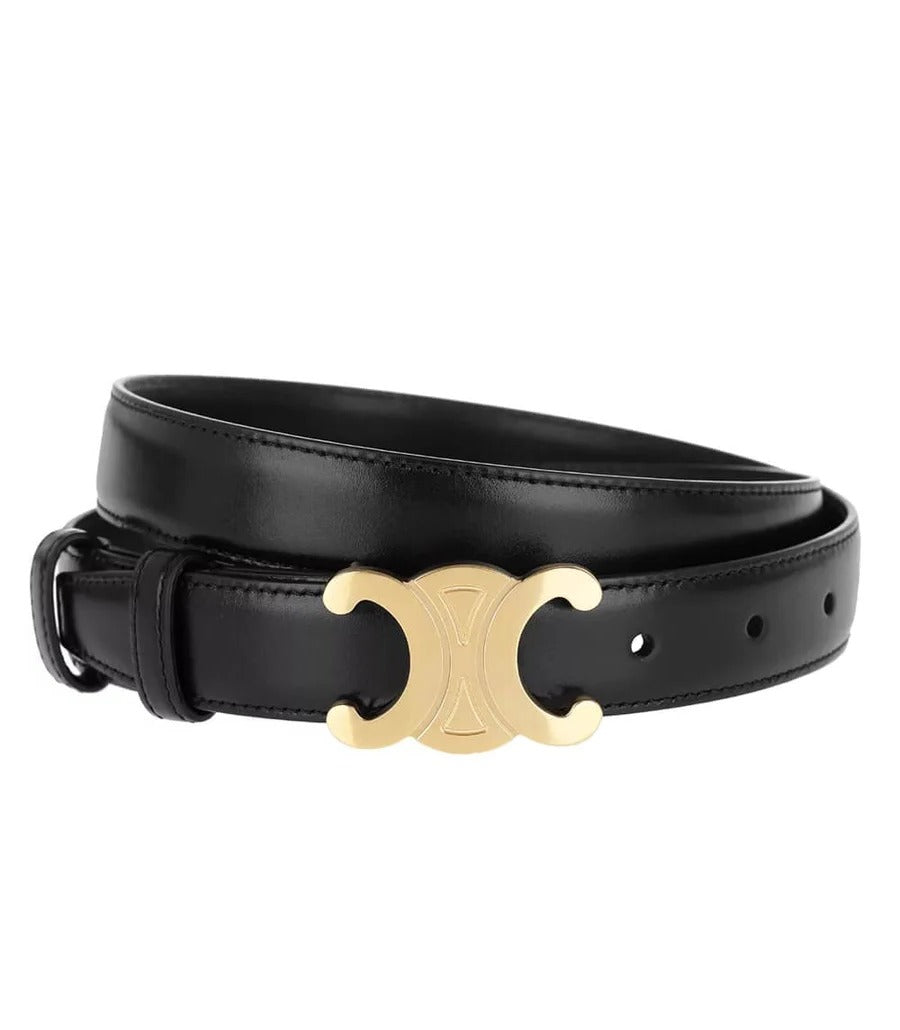 Waist Belt with Gold Buckle for Casual and Formal Wear