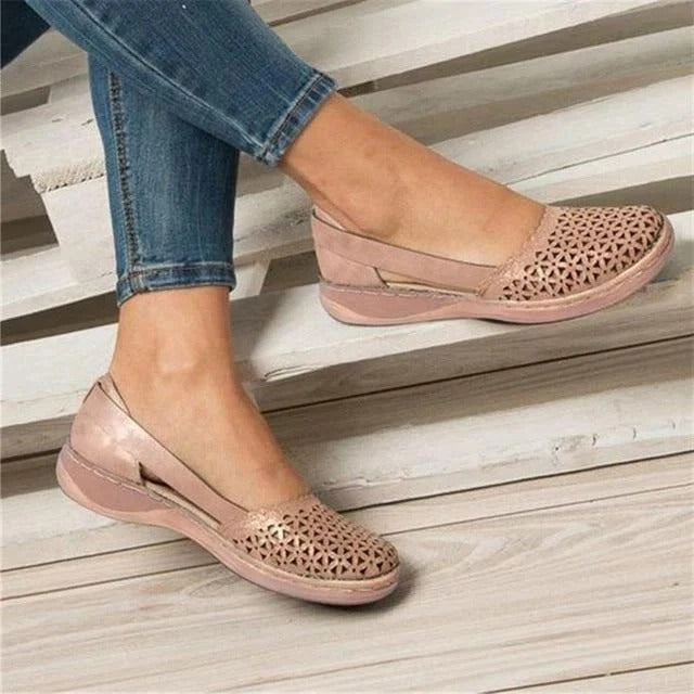Wide Toe Slip-On Flats with Cushioned Insole and Breathable Upper
