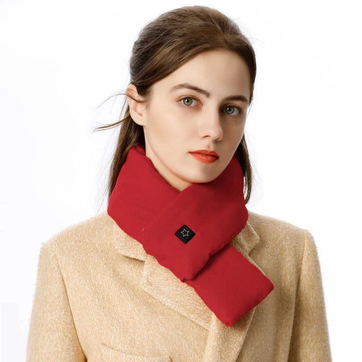 Heated Scarf with Repositionable Pad and Three Temperature Settings