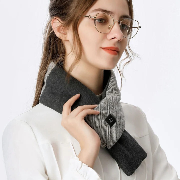 Heated Scarf with Repositionable Pad and Three Temperature Settings