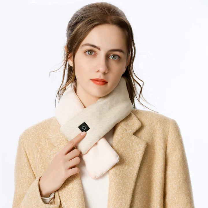 Heated Scarf with Repositionable Pad and Three Temperature Settings