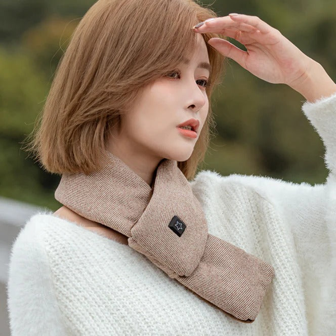 Heated Scarf with Repositionable Pad and Three Temperature Settings