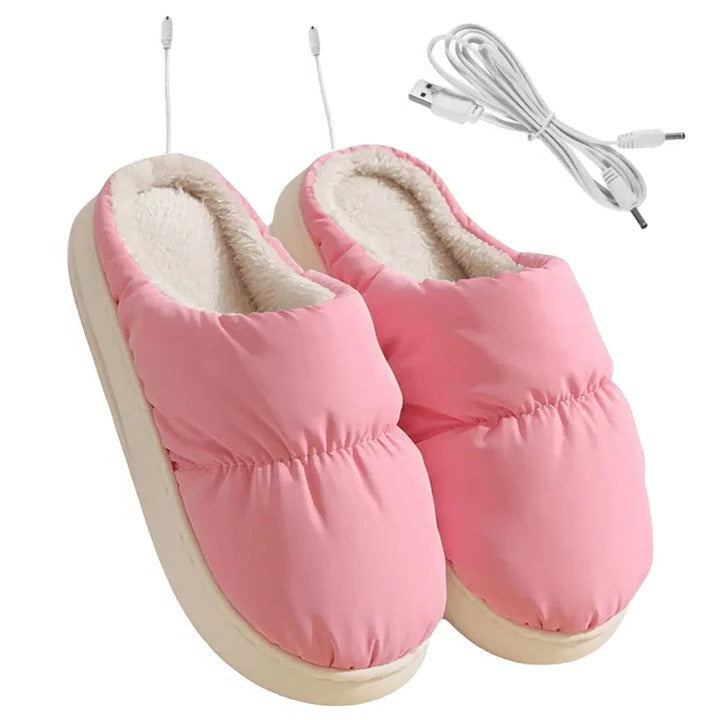 USB Heated Slippers with Plush Interior and Regulated Temperature, One Size Fits Most