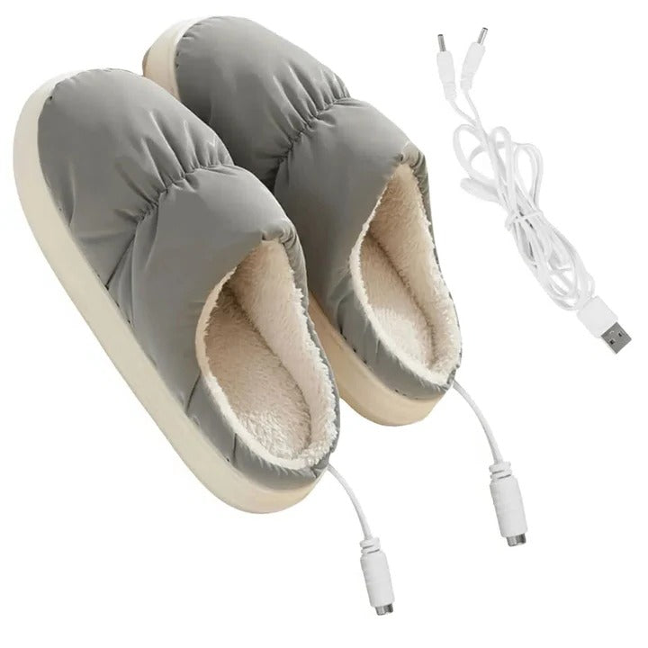 USB Heated Slippers with Plush Interior and Regulated Temperature, One Size Fits Most