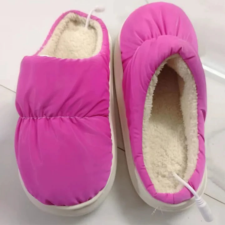 USB Heated Slippers with Plush Interior and Regulated Temperature, One Size Fits Most
