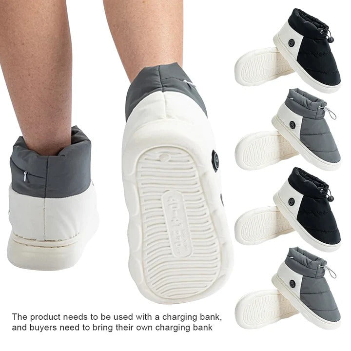 Heated Booties with USB Power Bank Operation and 3 Temperature Settings, Non-Slip Soles