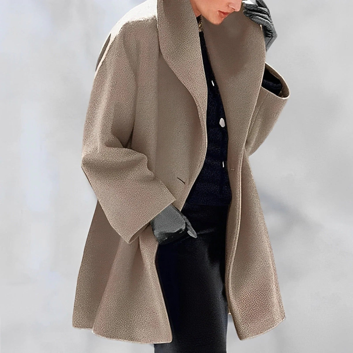 Belted Fleece Coat with A-Line Silhouette and Full Interior Lining, Wrinkle Resistant