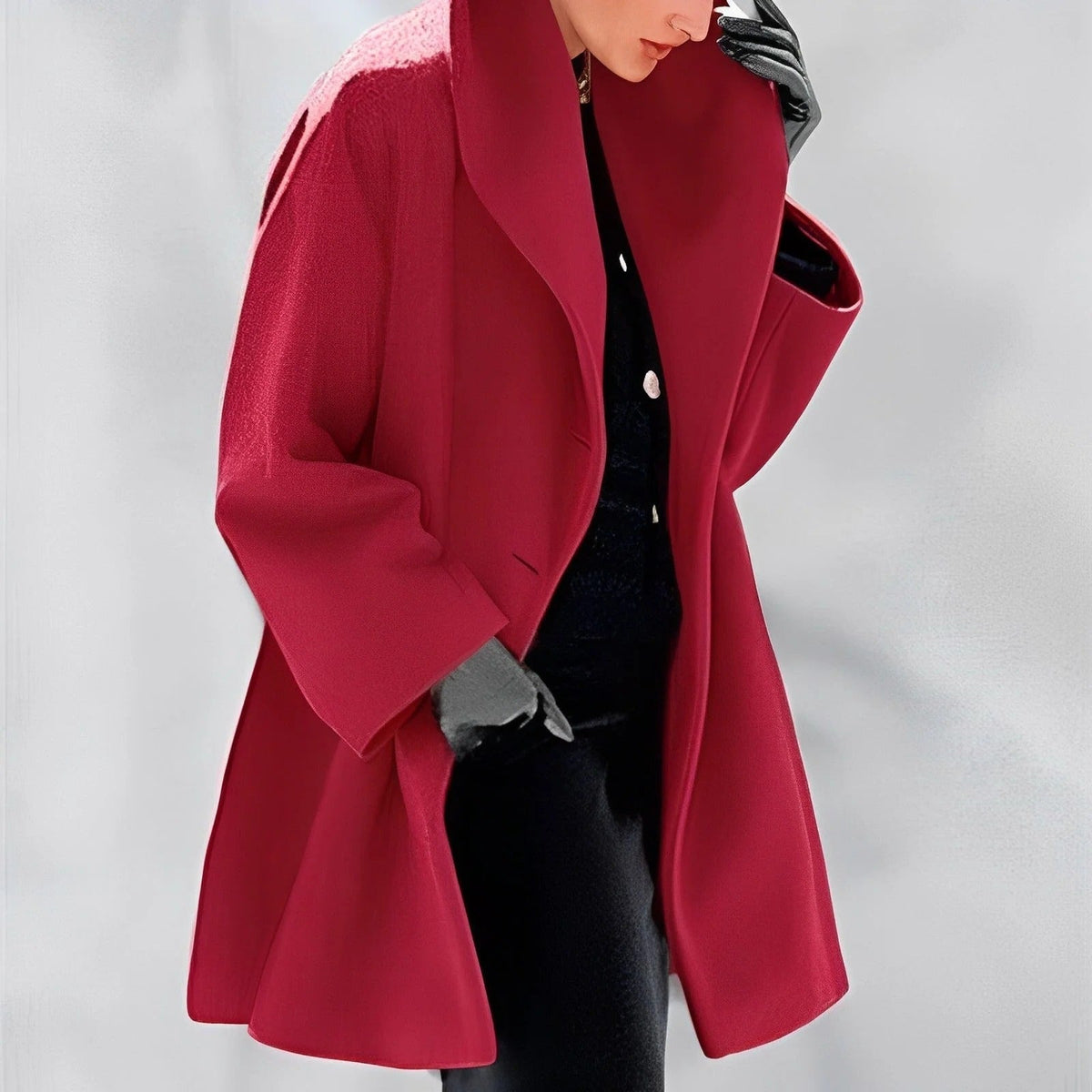 Belted Fleece Coat with A-Line Silhouette and Full Interior Lining, Wrinkle Resistant