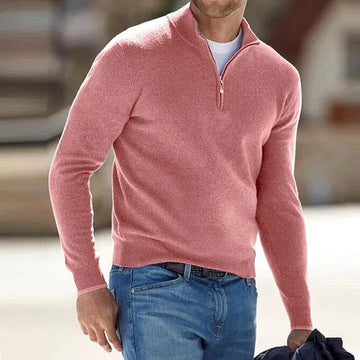 Men's Long Sleeve Sweater with Relaxed Fit and Solid Design