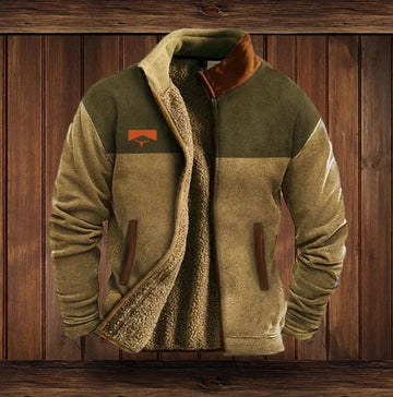 Fleece Jacket with High Collar and Full Zip, Side Pockets for Men