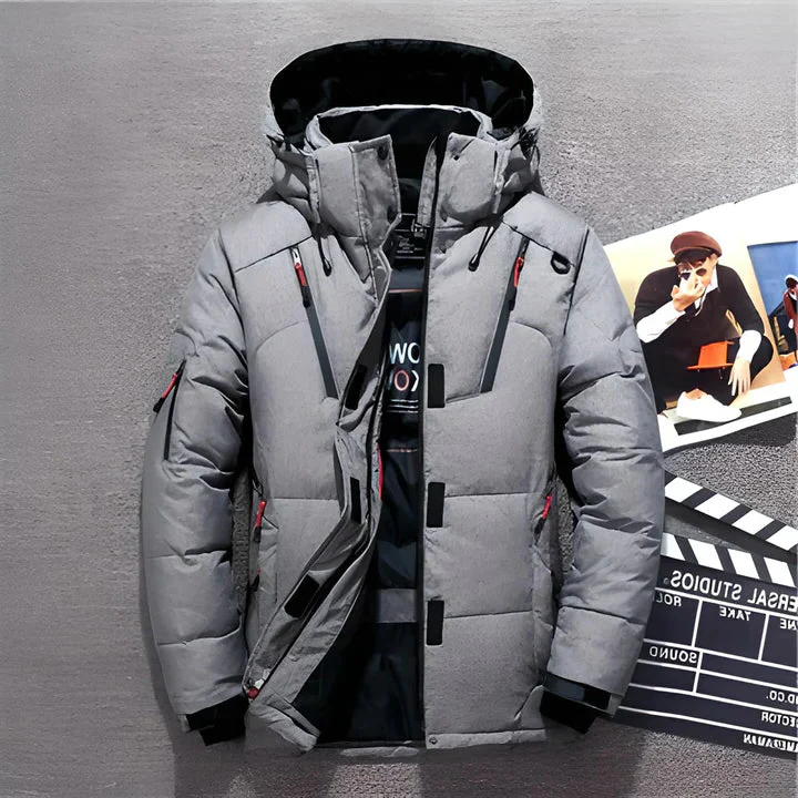 Insulated Hooded Jacket with Water Repellent Shell and Adjustable Drawstrings, Zippered Pockets