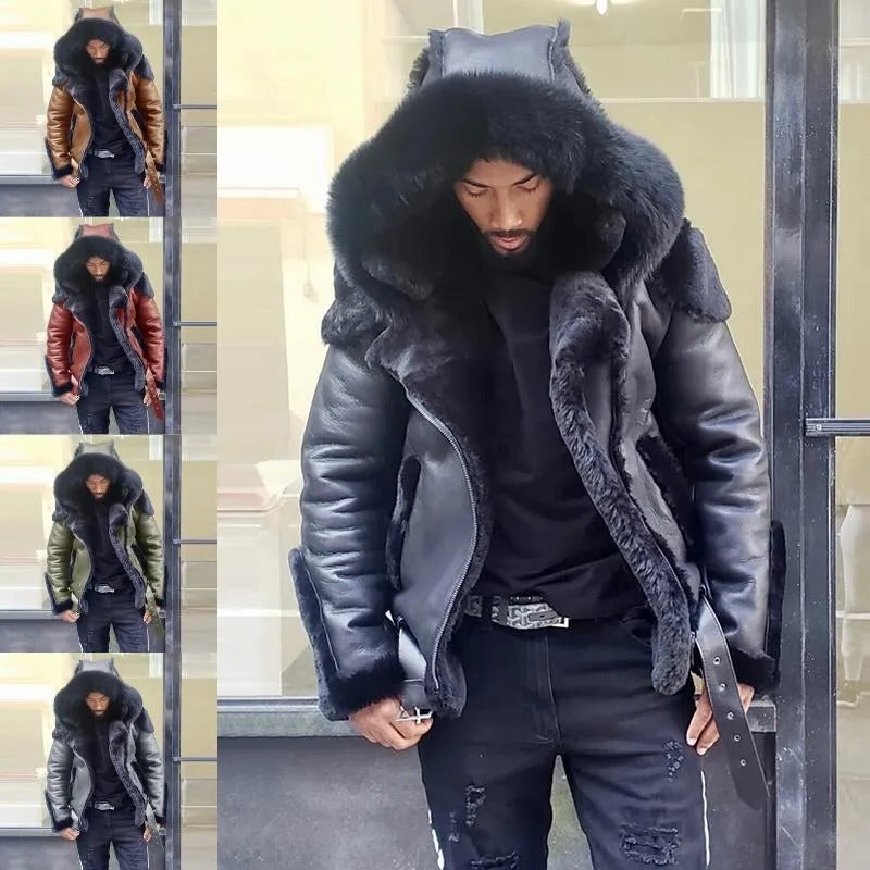 Men's Winter Motorcycle Jacket with Wind Blocking PU Shell and Water Resistant Finish