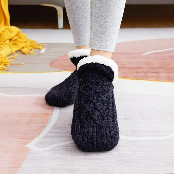 Fleece Thermal Socks with Silicone Grip and Adjustable Calf Height