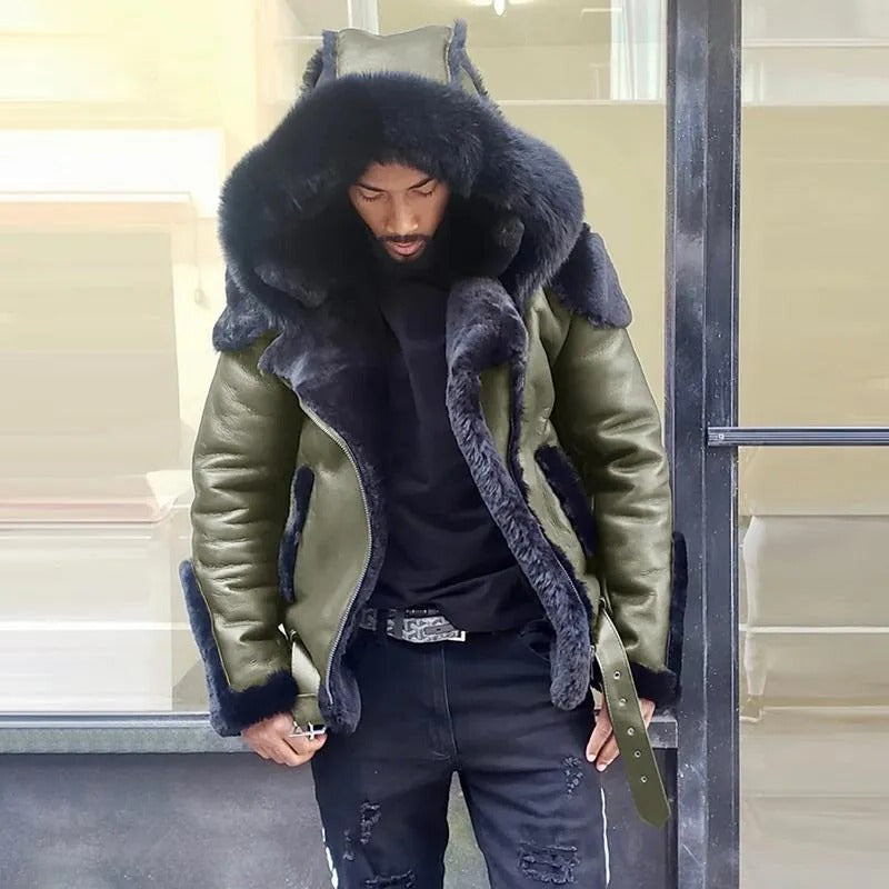 Men's Winter Motorcycle Jacket with Wind Blocking PU Shell and Water Resistant Finish