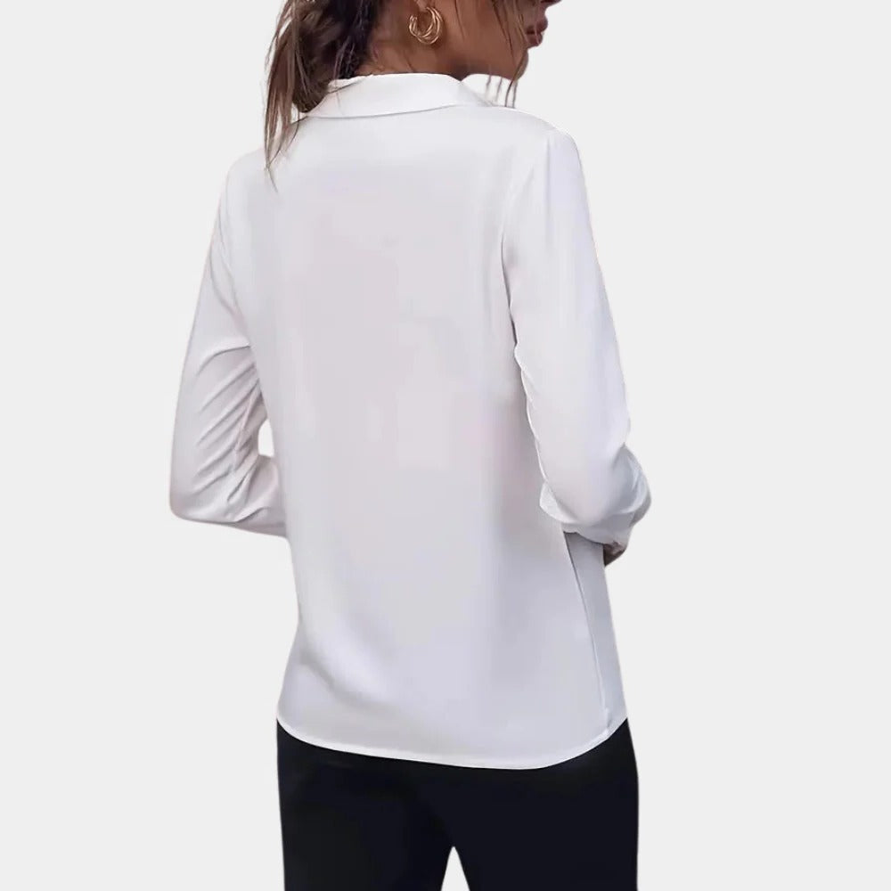 Women's Button-Front Blouse with Structured Collar and Tailored Fit