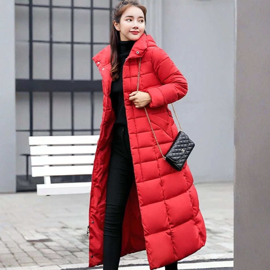 Women's Down Jacket with Full Zip Closure and Wind Resistant Shell