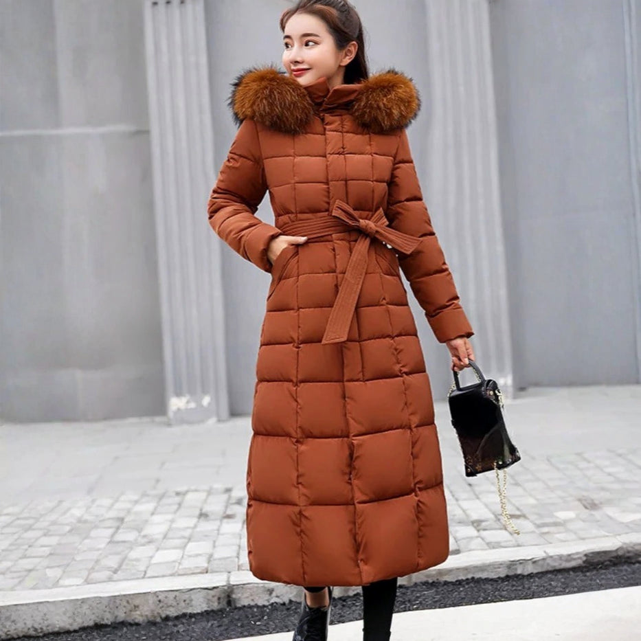 Women's Down Jacket with Full Zip Closure and Wind Resistant Shell