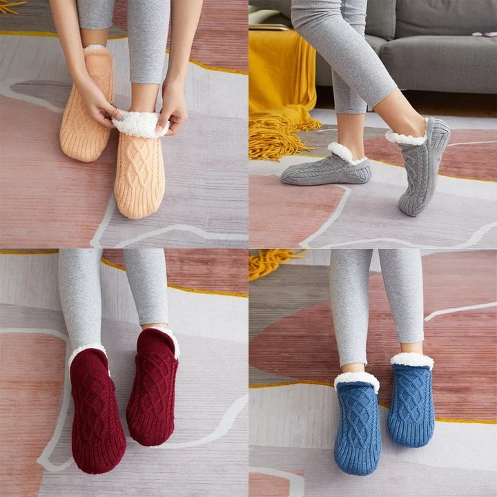 Fleece Thermal Socks with Silicone Grip and Adjustable Calf Height