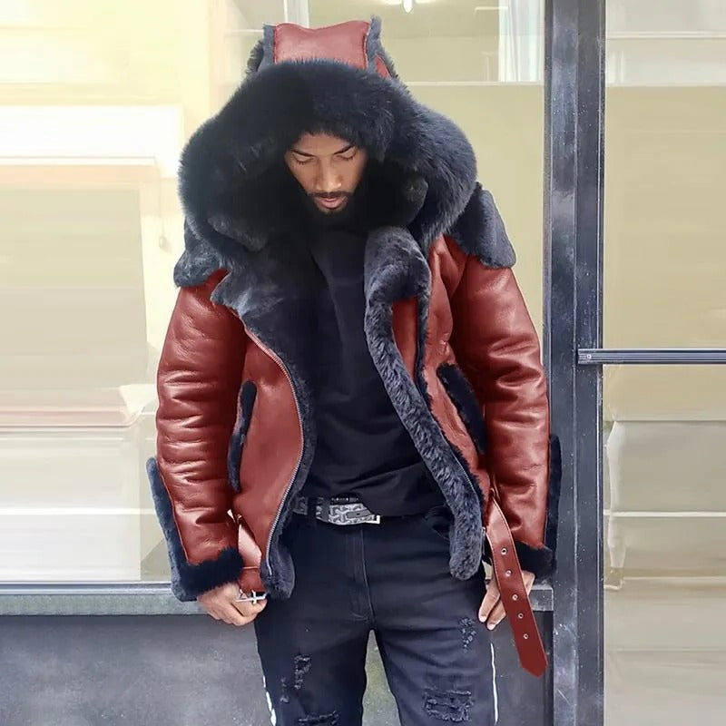 Men's Winter Motorcycle Jacket with Wind Blocking PU Shell and Water Resistant Finish