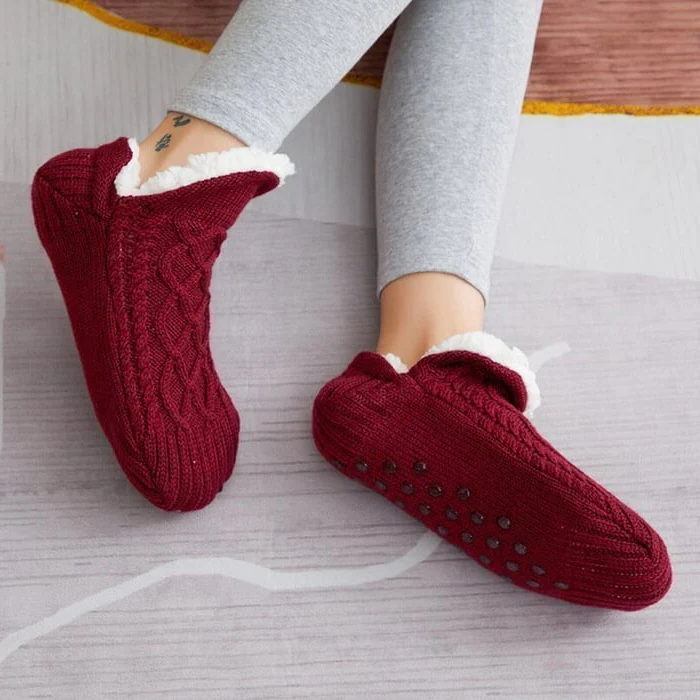 Fleece Thermal Socks with Silicone Grip and Adjustable Calf Height