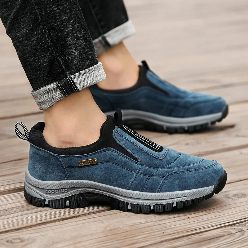 Orthopedic Hiking Shoes with Dual Zone Cushioning and Slip-On Design, High Traction Sole