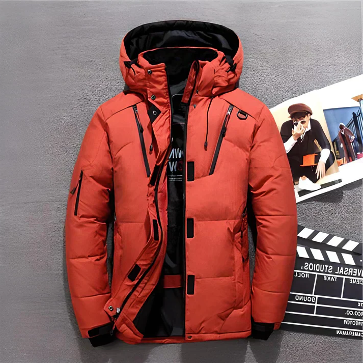 Insulated Hooded Jacket with Water Repellent Shell and Adjustable Drawstrings, Zippered Pockets