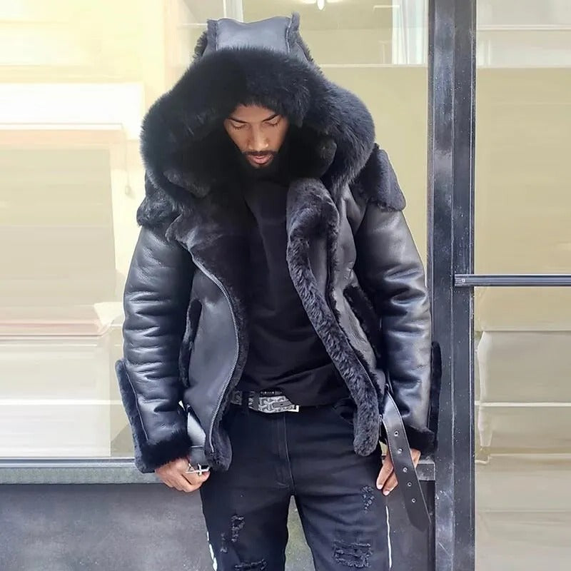 Men's Winter Motorcycle Jacket with Wind Blocking PU Shell and Water Resistant Finish
