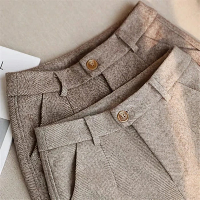 Tapered Pants with Flat Waistband and Body Hugging Fit