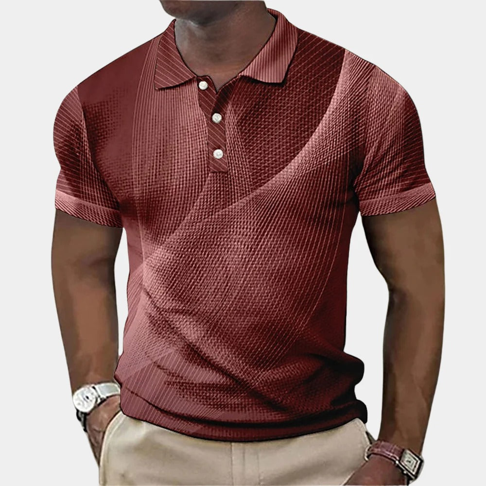 Cotton Polo Shirt with Embroidered Chest and Button Collar for Men
