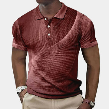 Cotton Polo Shirt with Embroidered Chest and Button Collar for Men