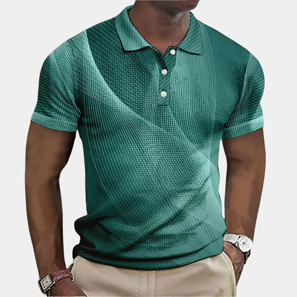 Cotton Polo Shirt with Embroidered Chest and Button Collar for Men