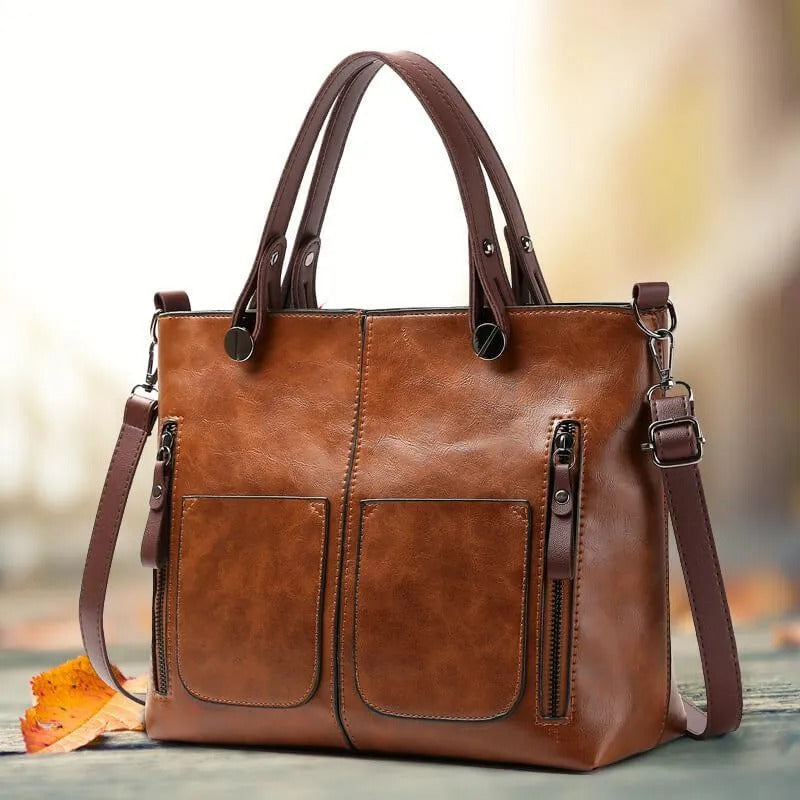 Organized Handbag with Internal Dividers and Adjustable Shoulder Strap