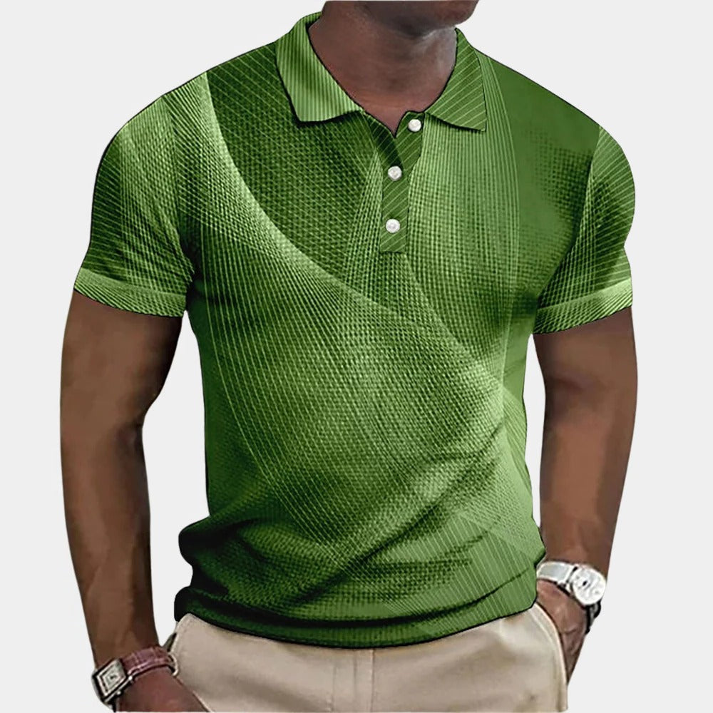 Cotton Polo Shirt with Embroidered Chest and Button Collar for Men