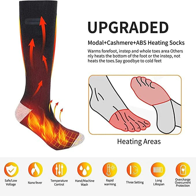 Heated Socks with Three Temperature Settings and 8-Hour Battery Life for Winter Activities