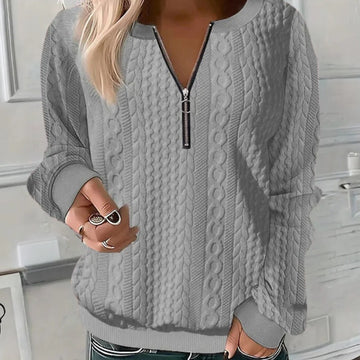 Textured Knit Pullover Sweater with Relaxed Fit, Raised Pattern for Spring Autumn Winter