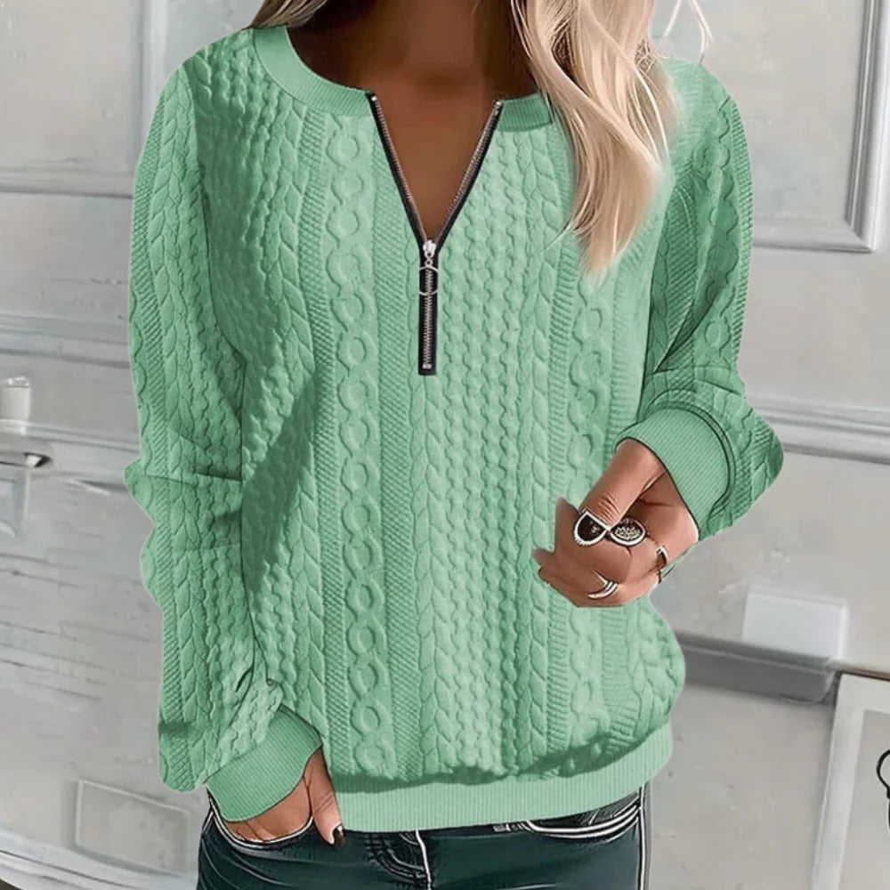 Textured Knit Pullover Sweater with Relaxed Fit, Raised Pattern for Spring Autumn Winter