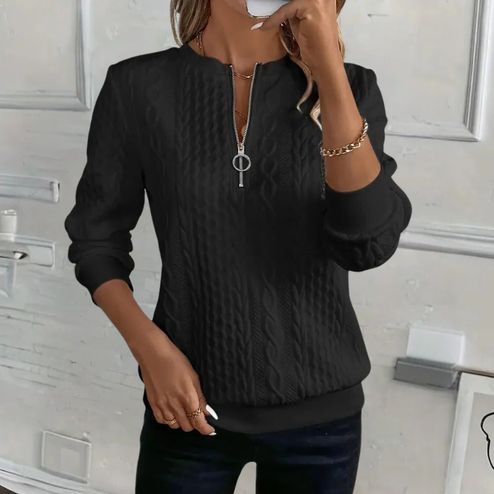 Textured Knit Pullover Sweater with Relaxed Fit, Raised Pattern for Spring Autumn Winter